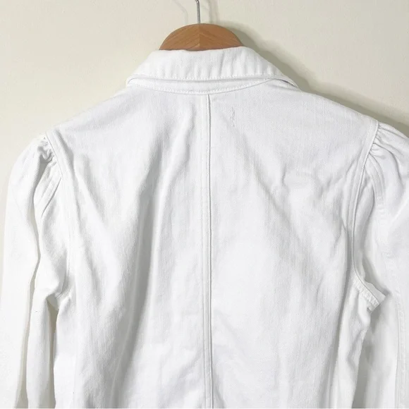 Madewell White Denim Puff-Sleeve Chore Jacket Size XS